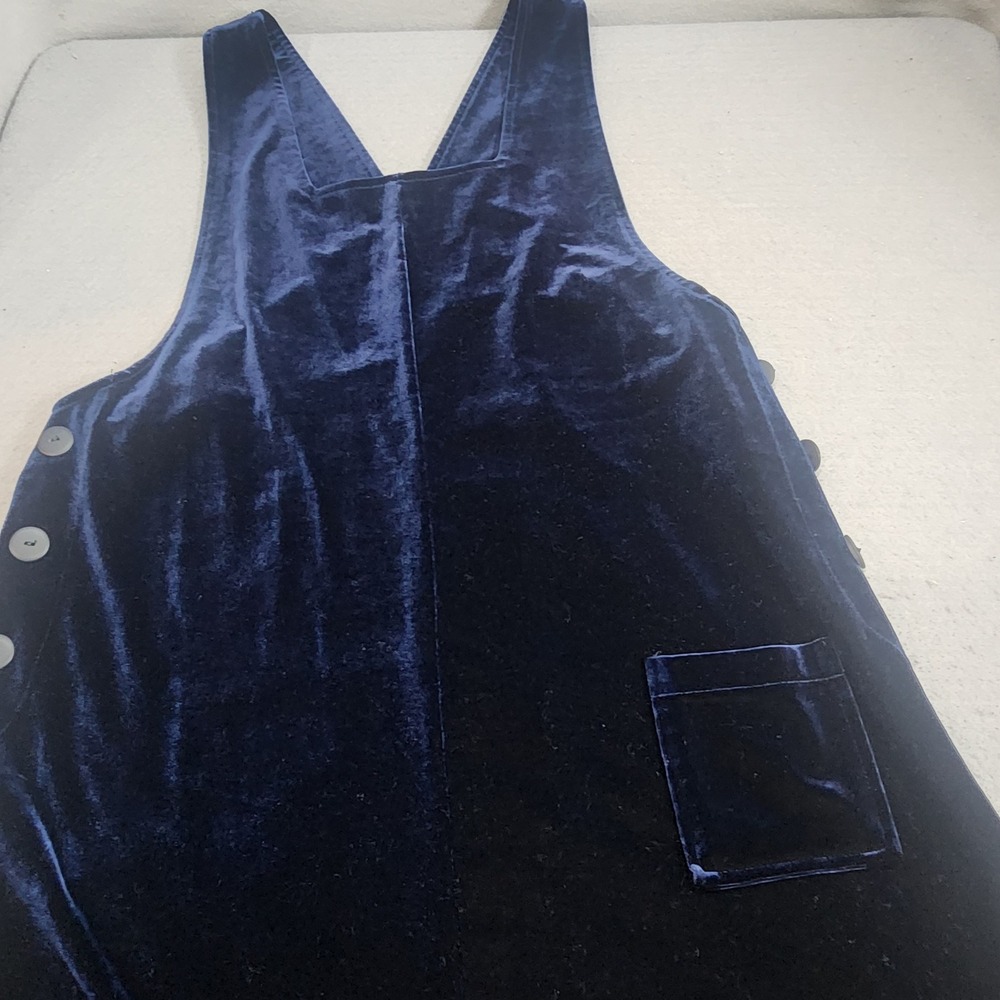 Jacqueline Ferrar Jumper Dress Navy Blue Velvet Pinafore Women Size 10‎